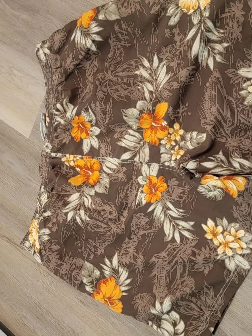 Men's George Swimming Trunks Big & Tall 3XL Brown Tropical Print 6.5